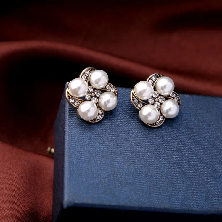 simulated pearl stud earrings 2017 studs kolczyki korean flower earings fashion jewelry boucles