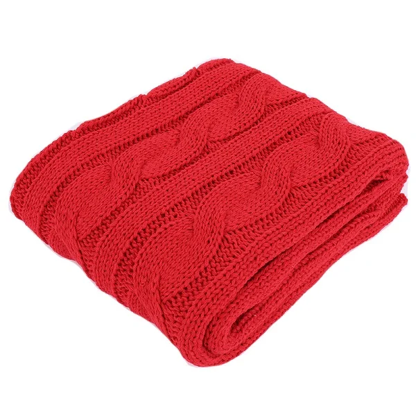 Одеяло Battilo для вязания кабеля, акриловое мягкое уютное одеяло для телевизора, все сезоны подходит для взрослых и детей, 5" x 60" - Цвет: Red