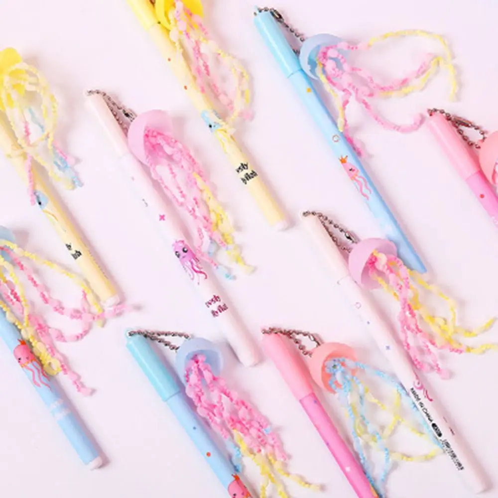 

Cute Cartoon Pendant Gel Pens Creative Jellyfish Decorative Needle and Tube Type 0.5mm Black Pen Signature Pen
