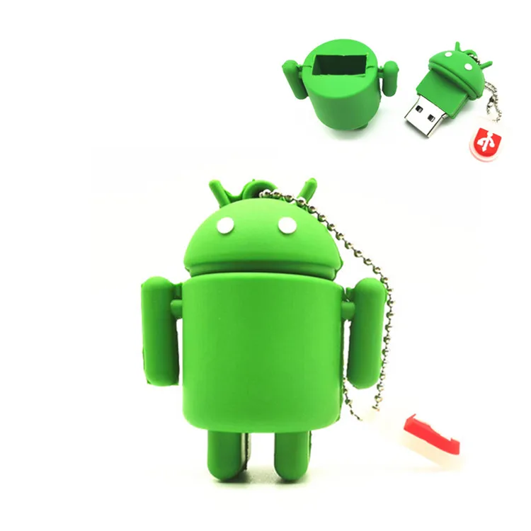 

100% Real Capacity Pen Drive Cartoon Cute Android Robot 4GB 8GB16GB 32GB USB Flash Drive Memory Stick PenDrive Gifts