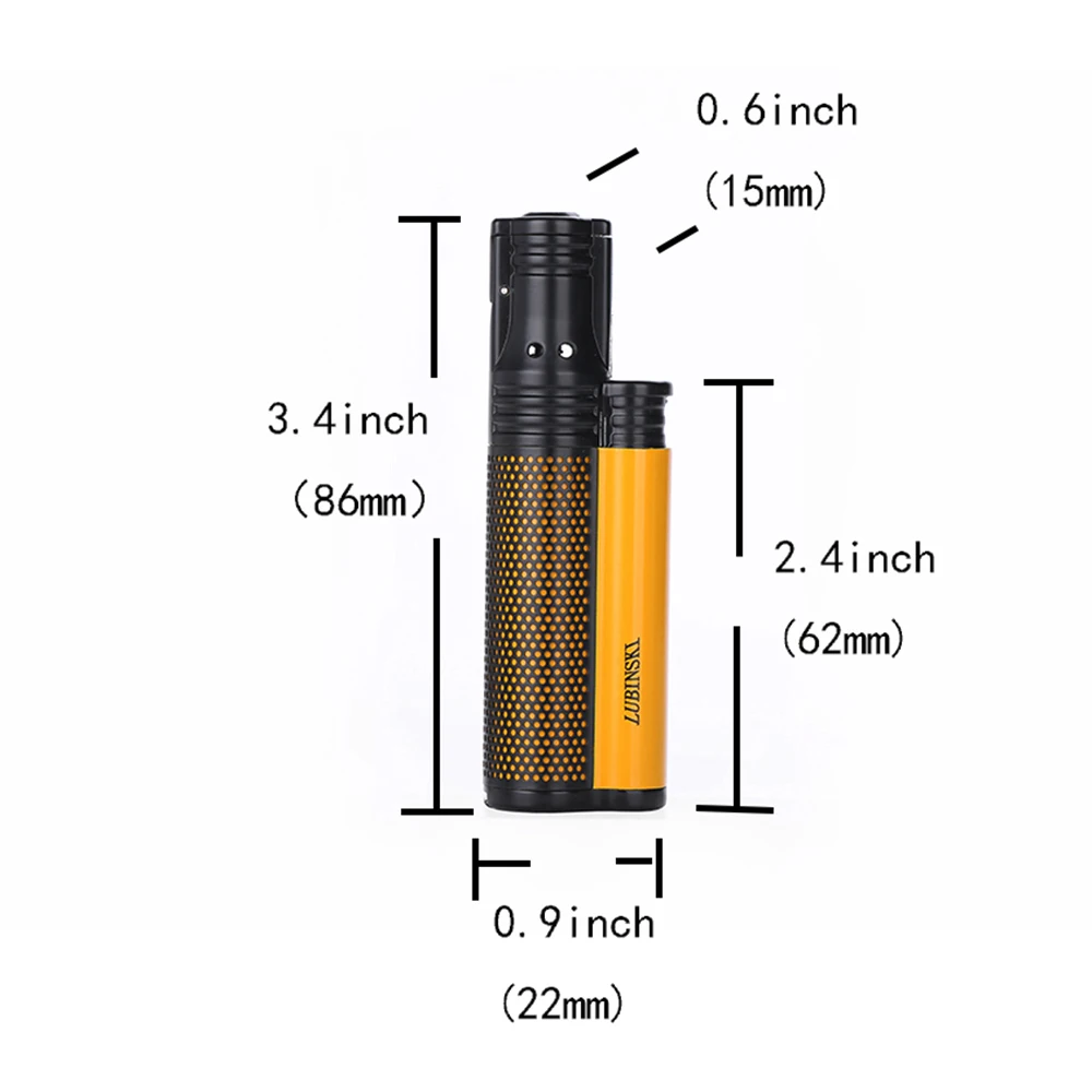LUBINSKI сигарный фонарь, зажигалка бутан Fual, зажигалка для сигар Jet Blue Flame, многоразовая газовая металлическая зажигалка, упакованная в красивую подарочную коробку