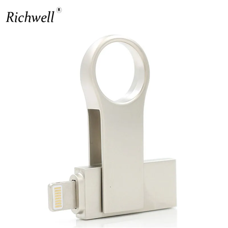 Richwell Usb флэш-накопитель 8 Гб оперативной памяти, 16 Гб встроенной памяти, 32 Гб 64 Гб флэш-накопитель 128 Гб металлический флеш-накопитель для iPhone 8/5/5S/6/6s Plus/7/7 Plus/ipad Pendrive