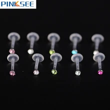 25 шт./лот, циркониевый Лабрет Монро, кольцо для губ, пластиковый ушной хрящ, трагус, сексуальные девушки, пирсинг, ювелирные изделия для тела, анти-аллергические
