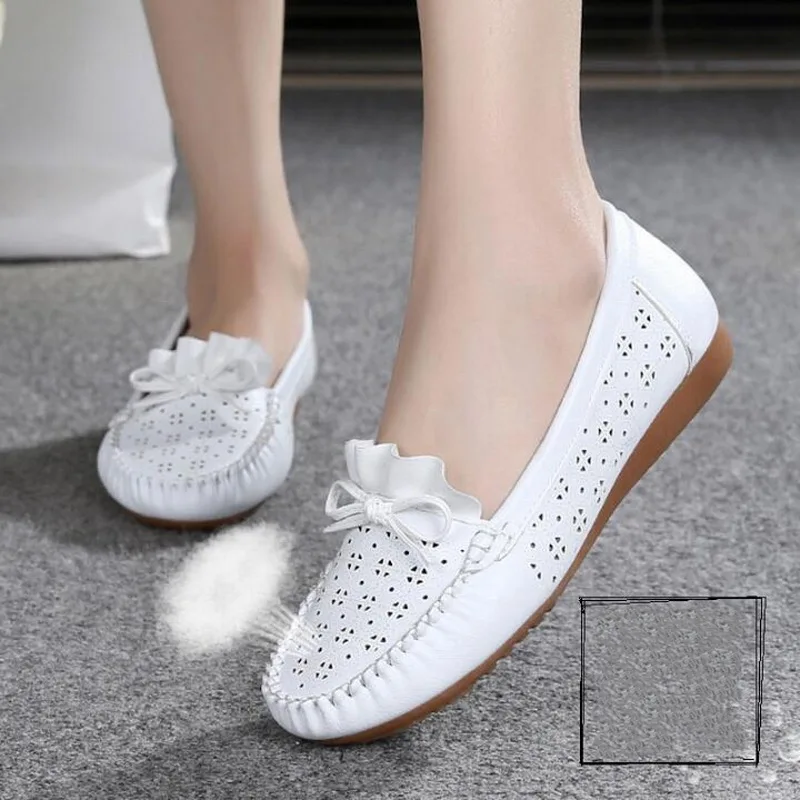 

Summer hollow shoes non-slip soft bottom pregnant women casual shoes women ballerines flats white nurse shoes cutout loafers