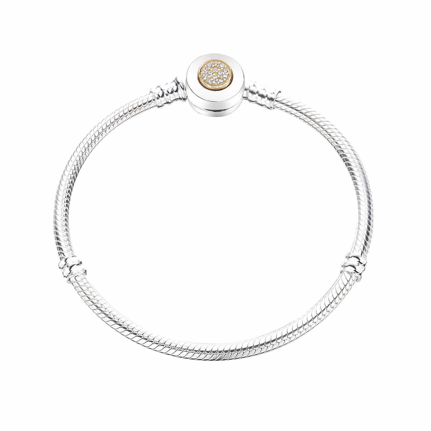 

Ajax 925 Sterling Silver 2019 Summer Classic Jewelry Gold Inside Cubic zircon Moments Two Tone Bracelet For Women