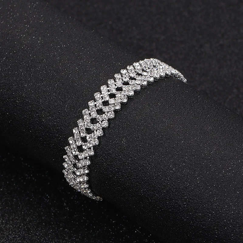 Elegant Simulated Pearl Crystal Bracelets For Women Silver Color Charm Bracelets & Bangles Bridal Wedding Jewelry Femme Gifts