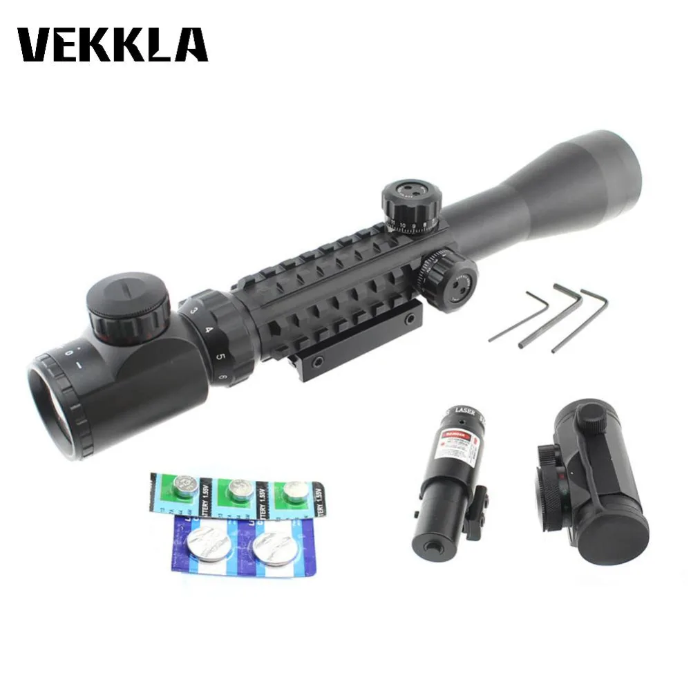 

2018 New Illuminated Tactical Hunting optics Riflescope 3-9X40 Rifle Scope Set W/Red Holographic Laser View Dot Sight