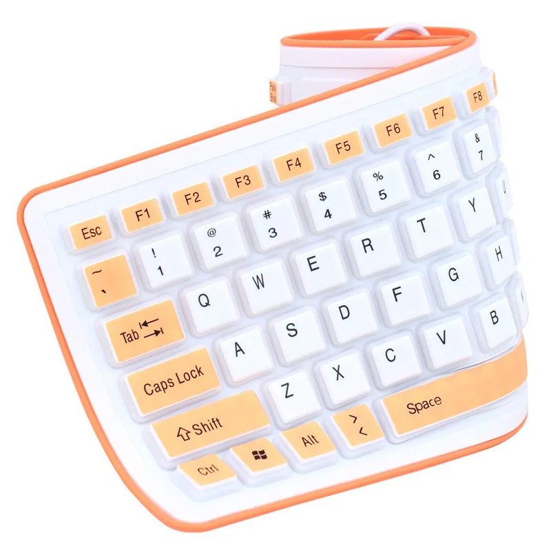  New Foldable Silicone Keyboard USB Wired Silicon Flexible Soft Waterproof Roll Up Silica Gel Keyboa