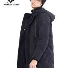 Пионерский лагерь, зимний длинный пуховик, Мужская брендовая одежда, толстая теплая пуховая парка с капюшоном, качественное пуховое пальто черного цвета AYR801477