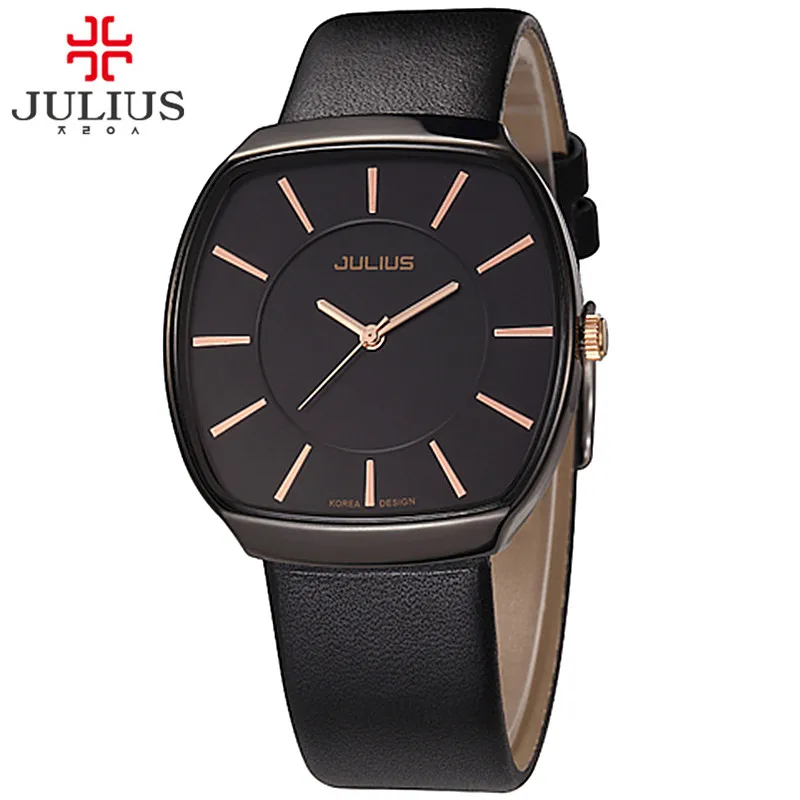 Топ Julius Homme мужские часы Япония Кварцевые часов тонкой моды платье браслет простой кожаный день рождения любителей подарок для мальчика