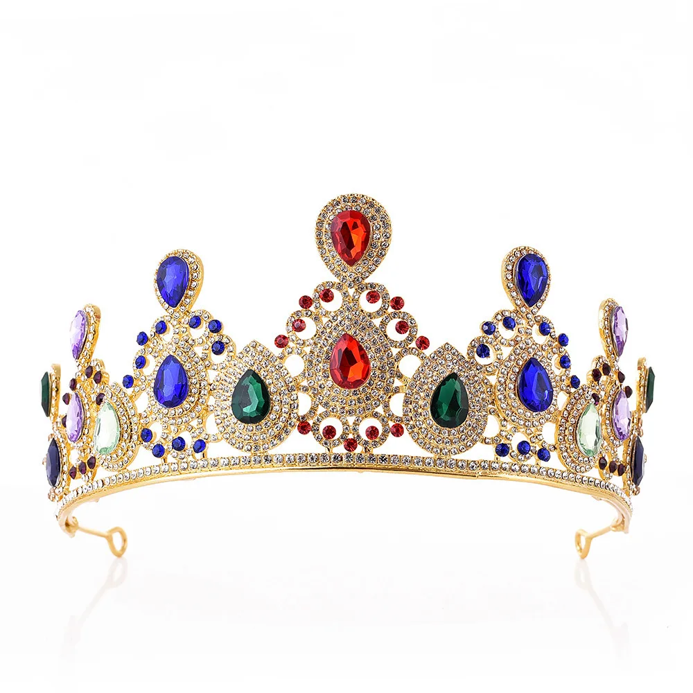 Свадебные аксессуары для волос, Хрустальная корона, свадебная тиара, королевская принцесса, стразы, праздничная Корона, тиара De Noiva - Окраска металла: color