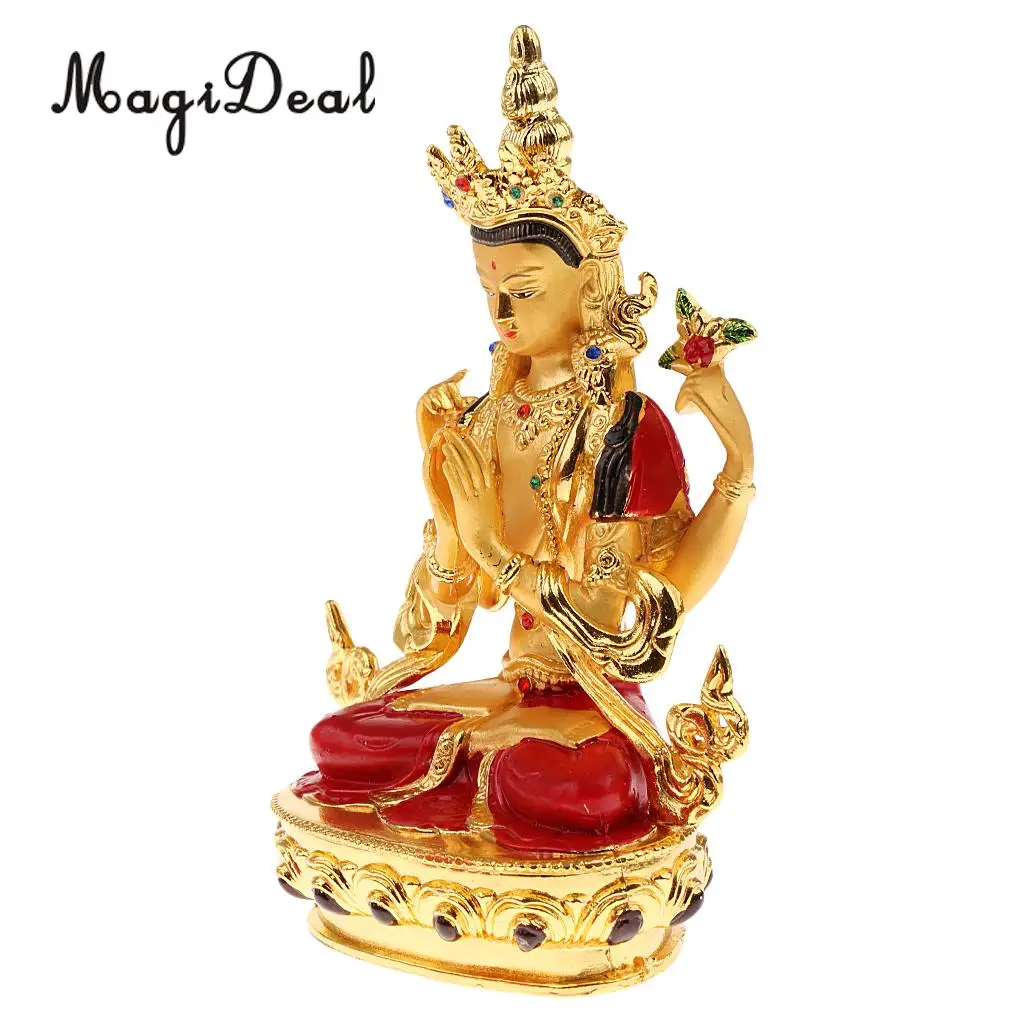 Avalokitesvara Buddha Statue Tibetan Small Gilded Statues Bodhisattva Home Temple Decor Buddhist Supplies Bless Good Luck