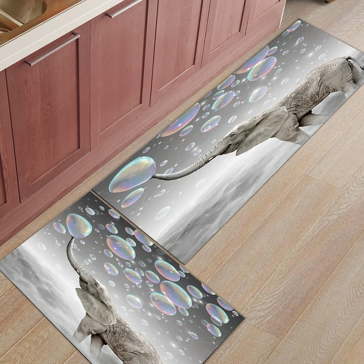 

Elephant Balloon 2 Pieces Doormats For Entrance Way Dirt Debris Mud Trapper Boot Shoes Scraper Non Slip Backing Bath Shower Tub