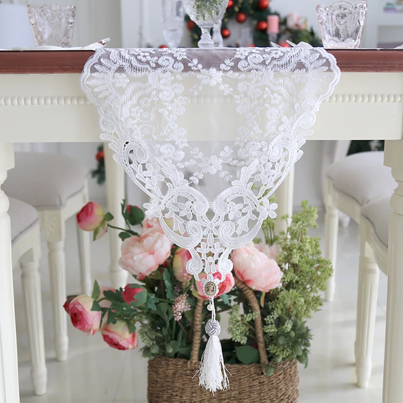 European Style Table Runner With Tassels 7 Sizes Dinner/Tea Table Runner Luxury 1pcs White Black Table Ranners camino de mesa