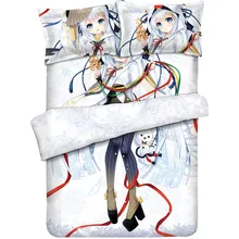 Аниме JK VOCALOID Хацунэ Снег Мику мультфильм девушка косплэй комплекты одеял постельных принадлежностей кровать плоский простыни набор пододеяльников для пуховых одеял наволочк