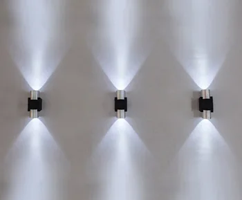 

Modern 2W LED Aluminum Wall Lamp Creative Hallway Bedside Aisle Corridor Background Lighting Up And Down Wall Lamps White Light