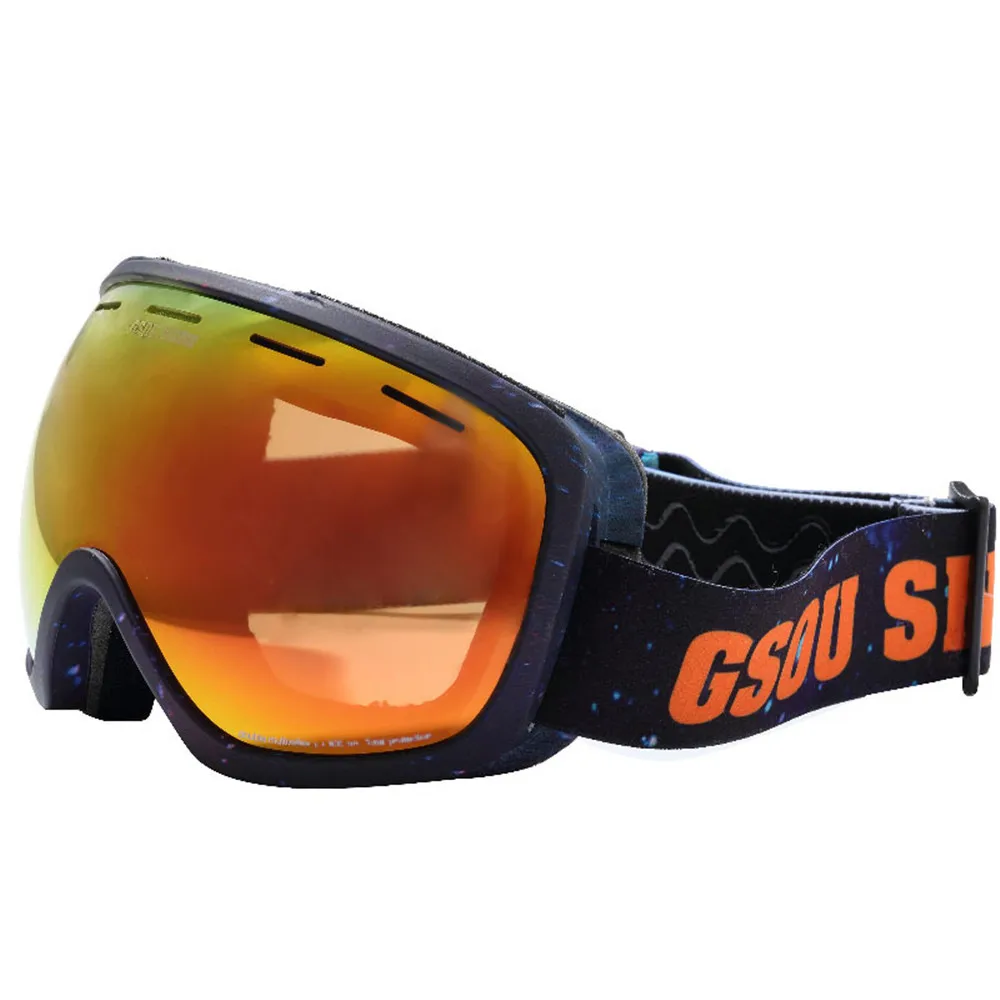 Gsou лыжные очки для мужчин и женщин зимние уличные Профессиональный сноуборд Защита унисекс снег лыжный спорт анти-противотуманные очки - Цвет: GSAHU1K