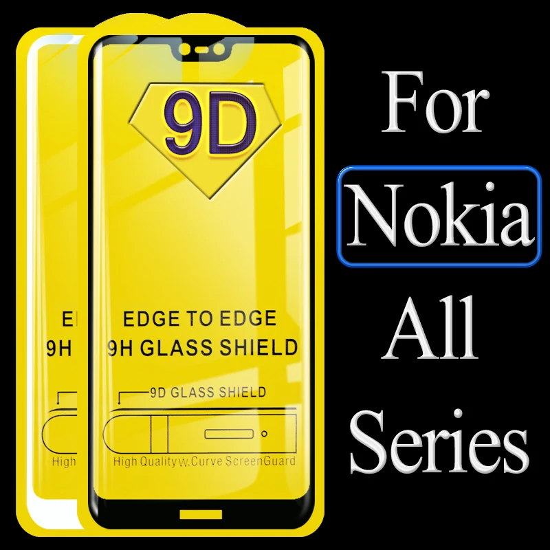 

9D Tempered Glass For Nokia 8 7 6 5 3 2 2018 Full Cover Screen Protector For Nokia X5 X6 8.1 5.1 6.1 Plus 2.1 3.1 Front Film HD