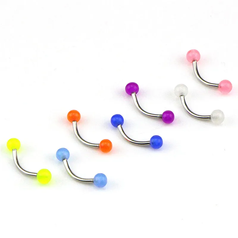 

7Pcs Body Piercing Jewelry Luminous Glow Acrylic Eyebrow Rings Nose Barbell Bars