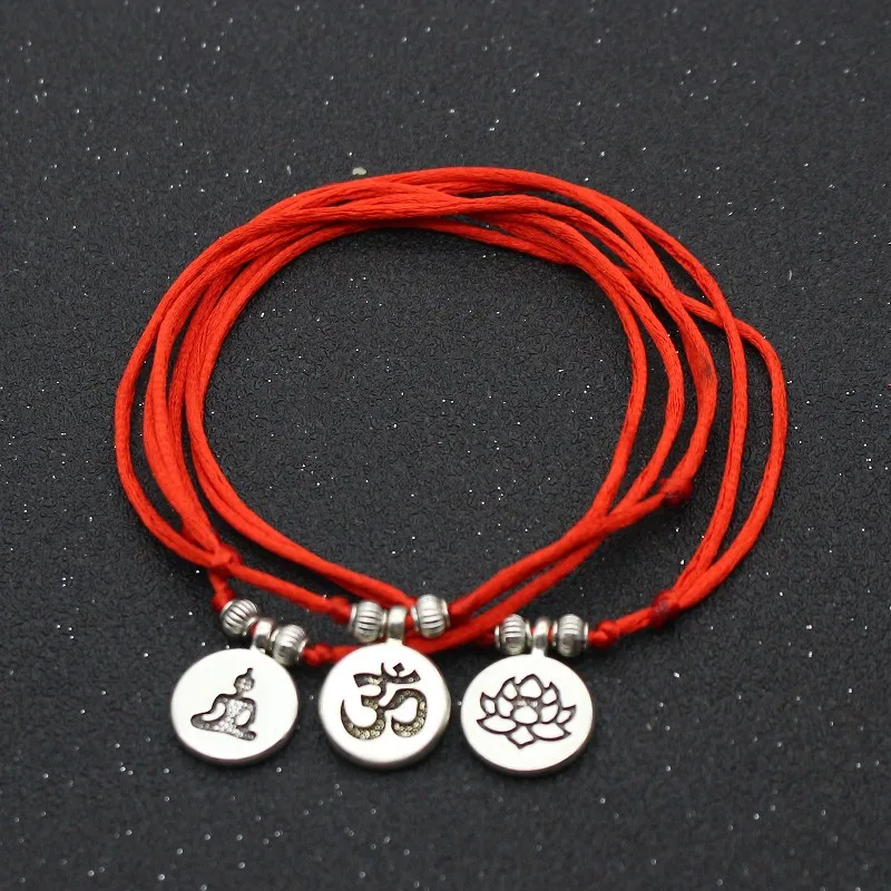 Silver Color Metal OM Lotus Charm Red Rope String Anklets For Women Ankle Bracelet Woman Sandals On the Leg Chain Foot Jewelry Silver Color Metal OM Lotus Charm Red Rope String Anklets For Women Ankle Bracelet Woman Sandals On the Leg Chain Foot Jewelry