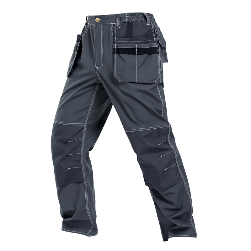 Мужская Рабочая одежда карго рабочие брюки многофункциональные карманы инструмент брюки серые рабочие брюки с EVA наколенники B129