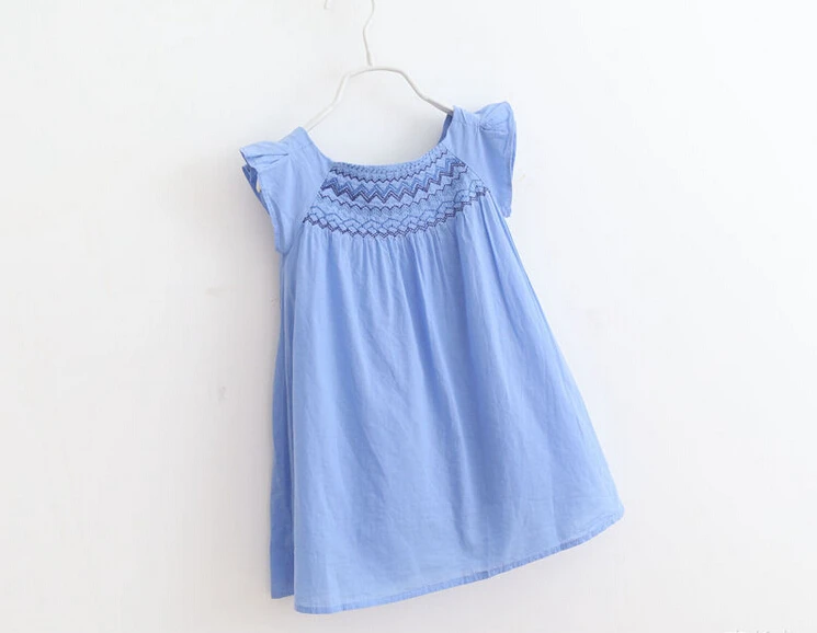 Новое поступление, платья с вышивкой для маленьких девочек летнее короткое милое платье для девочек детские летние хлопковые платья платье с летящими рукавами