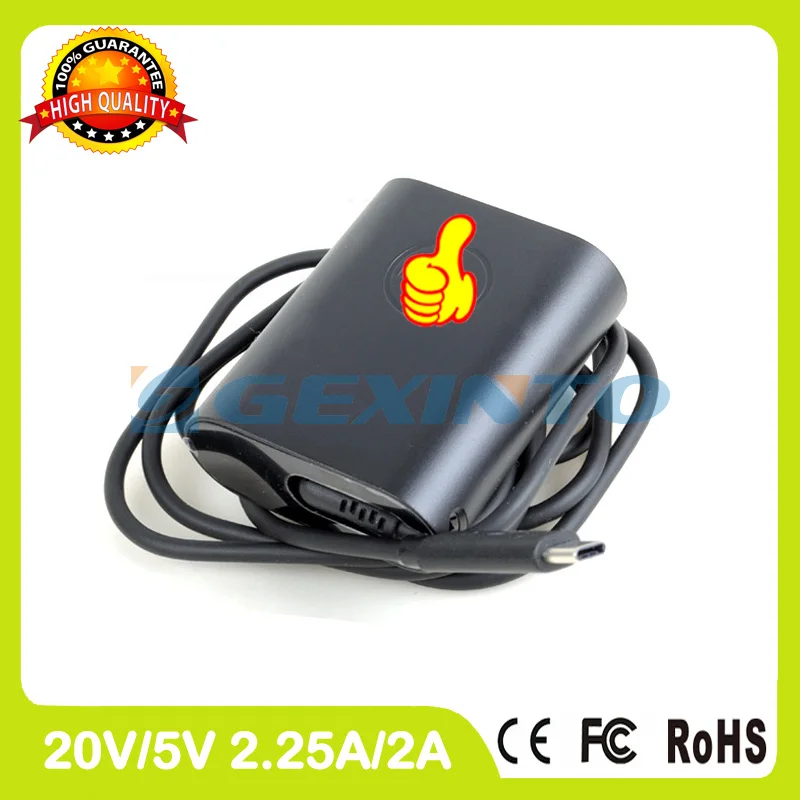 

45W 20V/5V 2.25A/2A USB-C Type C laptop ac Adapter DA45NM150 LA45NM150 For Dell Venue 10 Pro 5056 tablet pc charger