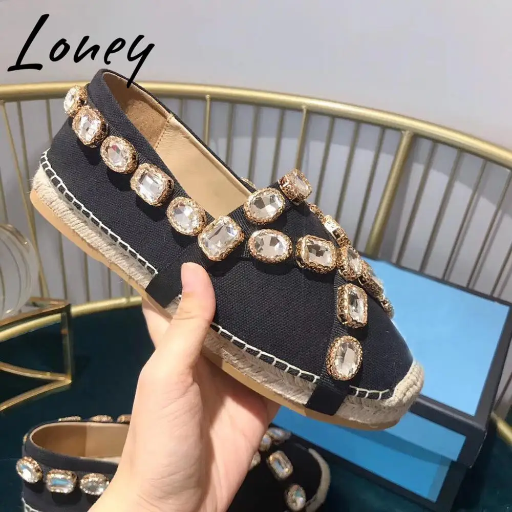 

Loney Brand Designer Crystal Belt Summer Casual Shoes Comfortable Slip On Flats Loafers Shoes Women
