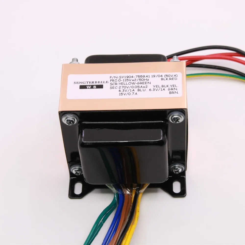 50VA(50 Вт) 270V-0-270V 6,3 V+ 6,3 V+ 15V Чистая медь аудио HiFi EI трансформатор для лампового предусилителя DIY