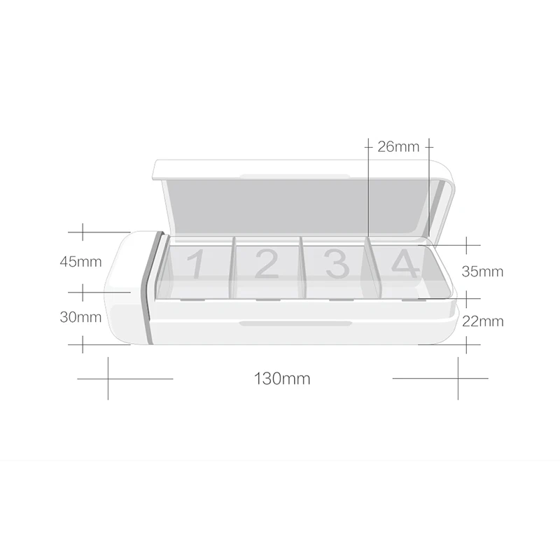 Xiaomi HiPee Smart Reminder Travel Pill Case Splitter Pill Organizer 4 Grid Medicine Container Storage Box Control by WeChat APP (1)