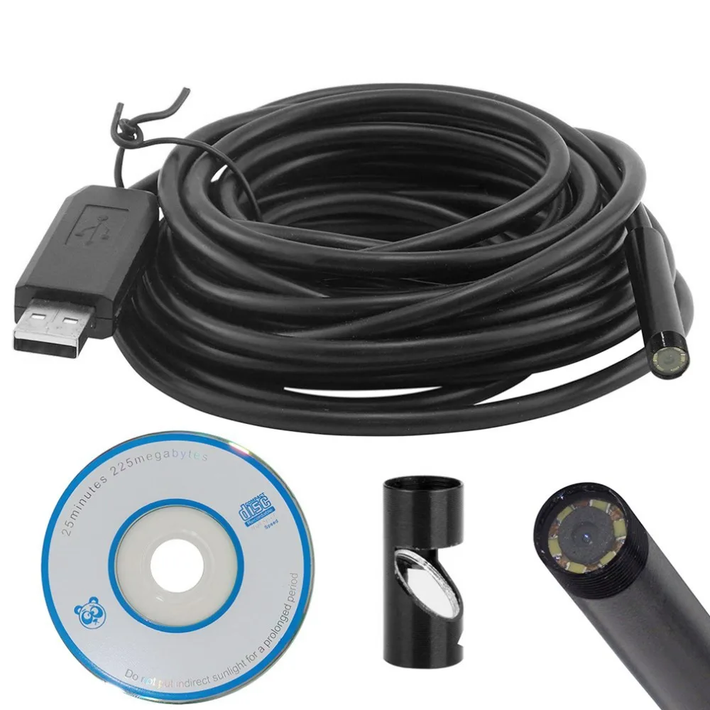 

7mm Micro USB Endoscope 2M 5M Hard Cable Waterproof 6-Led Borescope Endoscope Inspection Tube Visual Camera