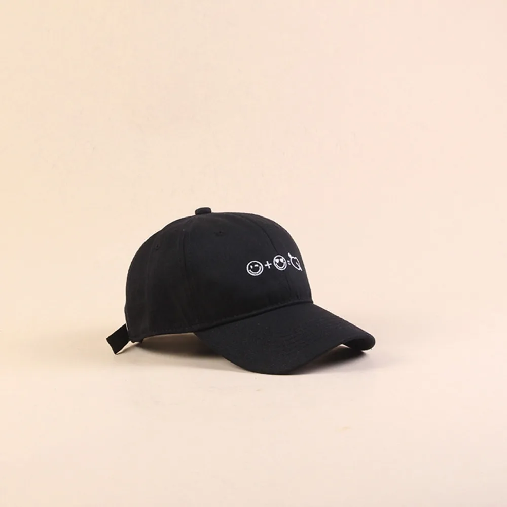 

2019 Cartoon Emoticon Baseball Caps Men Women Solid Color Simple Embroidery Hip Hop Hat Sports College Cool Dad Hat