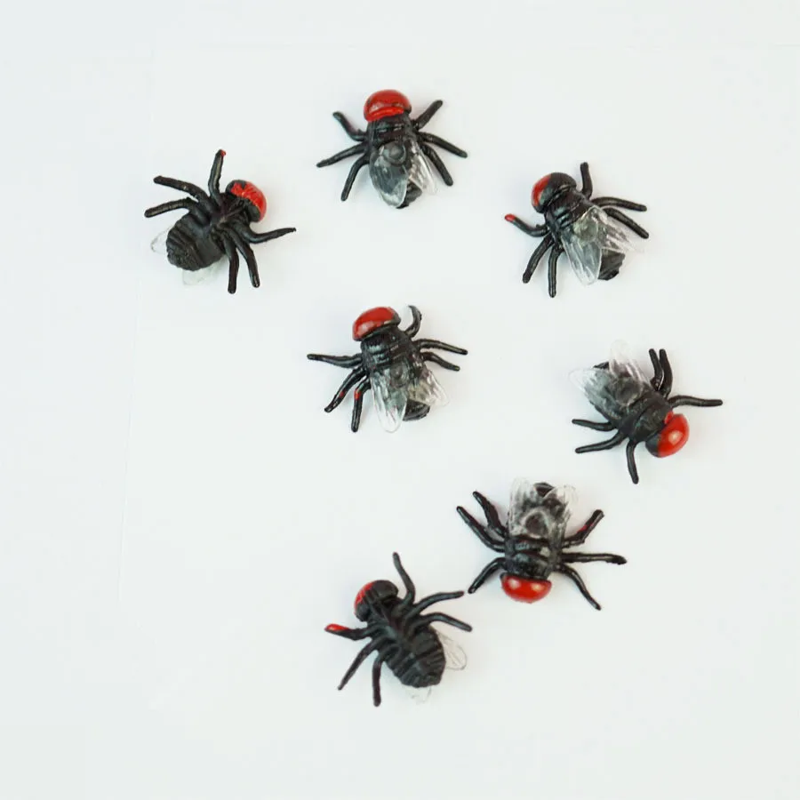 20 шт./лот, игрушки для шуток, гаджет на Хэллоуин, пластиковая черная игрушка-муравей, паук, слизи, Реалистичная игрушка для веселья, brincando Brinquedos - Цвет: Fly