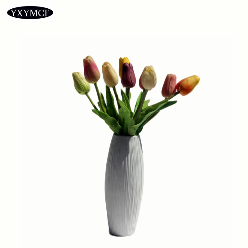 

Fashion White Line Flower Vase Home Decoration Accessories Modern Floreros De Decoracion Ceramic Vases for Home Decor