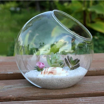 

15cm Clear Round Glass Vase Bottle Terrarium Hydroponic Container Pot Flower DIY Home Table Wedding Decoration Glass Vase