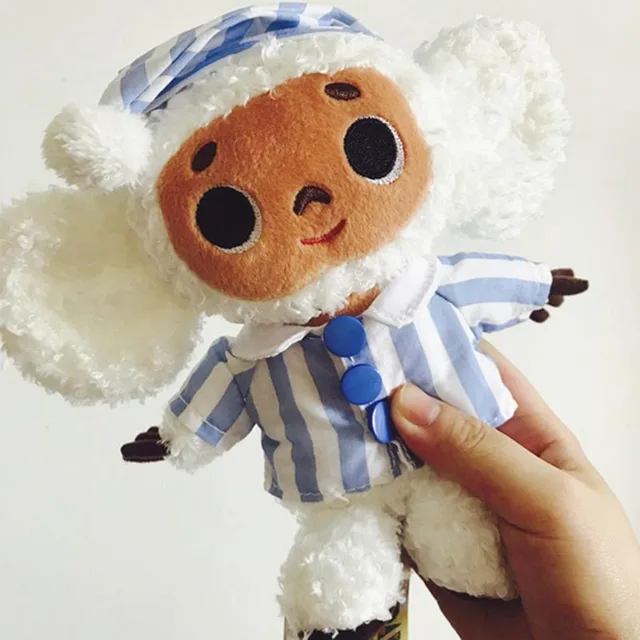 Cute Cheburashka Plush Toy Big Ryes Monkey with Clothes Soft Doll Russia Anime Baby Kids Sleep Appease Doll Toys for Childre 3