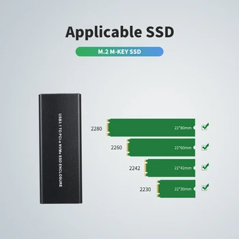 

Portable USB3.1 to PCI-E NVMe SSD Enclosure High speed 10Gbps Type-C M.2 Hard Disk Aluminum External Drive