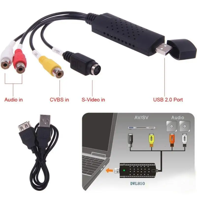 USB 2.0 Video Audio Capture Card Converter PC Adapter VHS to DVD Converter Digital Video Grabber Devices For Windows Mac iMac PC USB 2.0 Video Audio Capture Card Converter PC Adapter VHS to DVD Converter Digital Video Grabber Devices For Windows Mac iMac PC