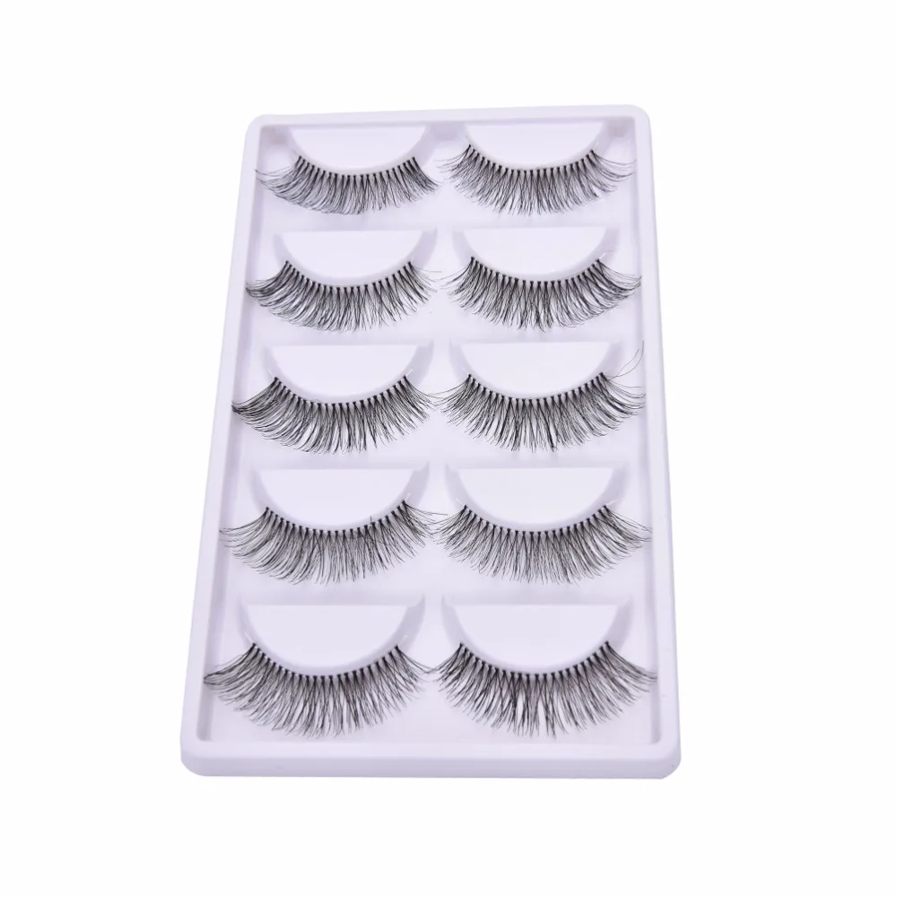 

New 5Pairs Natural Sparse Cross Eye Lashes Extension Makeup Long False Eyelashes