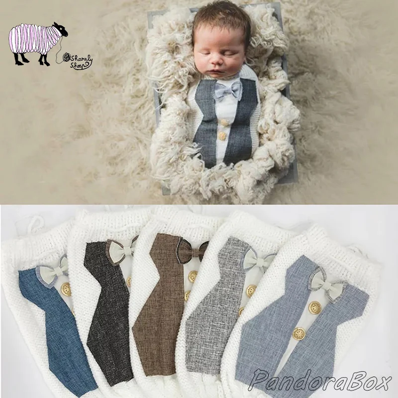 

Newborn Photography Props Suit Pocket Sleep Bag Baby Boy Photo Shoots Clothes bebe foto Posing Prop Infant Shooting Costume Set