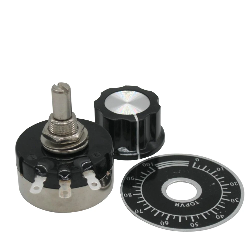 

2pcs RV30YN20S B101 3W , 100 ohm Adjustable Resistance of Single Ring Carbon Film Potentiometer + 2pcs A03 knob + 2pcs dials