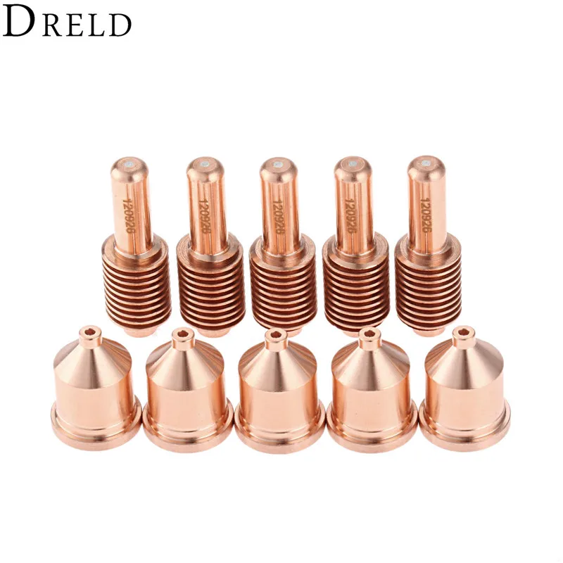 DRELD 10pcs/set 80A Electrode 120926 +Nozzle 120927 Shielded Processes for Plasma Cutting Torch Consumables Welding Supplies DRELD 10pcs/set 80A Electrode 120926 +Nozzle 120927 Shielded Processes for Plasma Cutting Torch Consumables Welding Supplies