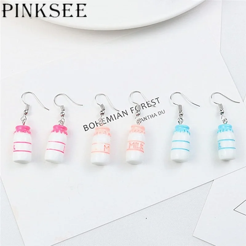 

PINKSEE Cute Beer Drop Earrings Personalized Creative Cola Mineral Water Bottle Shape Simple Temperament Earrings