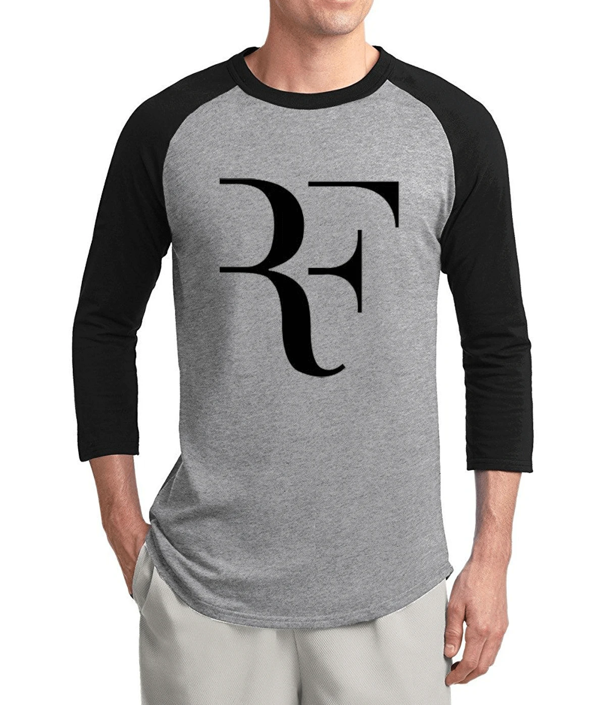 

new arrival Roger Federer Creative RF 2017 new summer three quarter sleeve t shirt 100% cotton high quality raglan men t-shirt