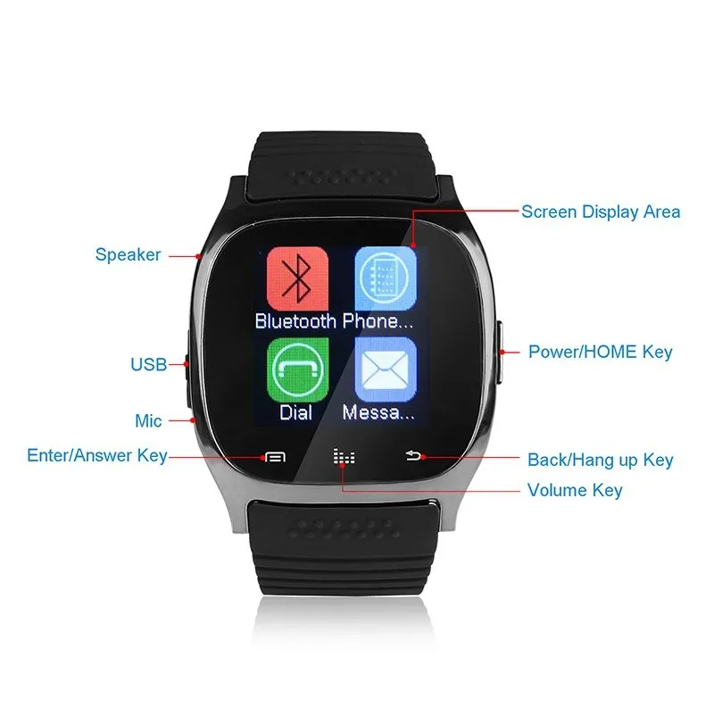Smartch SmartWatchs Bluetooth Smart Watch M26 with LED Display  Dial  Alarm Pedometer for Android IOS HTC Mobile Phone (13)
