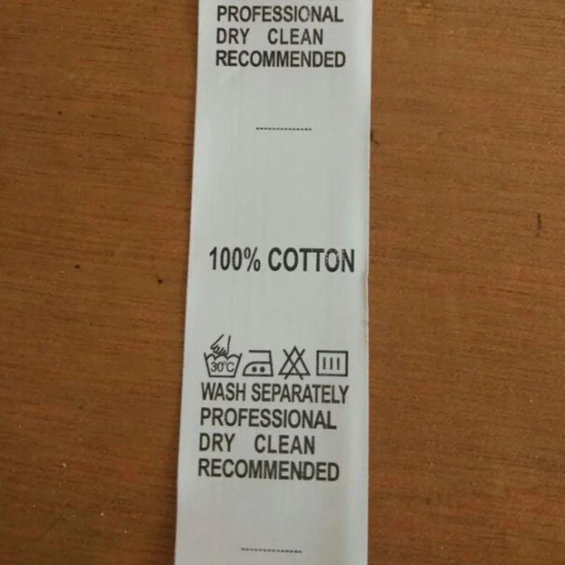 200 шт распродажа белые этикетки для ухода печатные бирки с покрытием ленты размер этикетки для стирки S-XXL хлопок