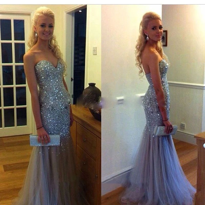diamond mermaid prom dress