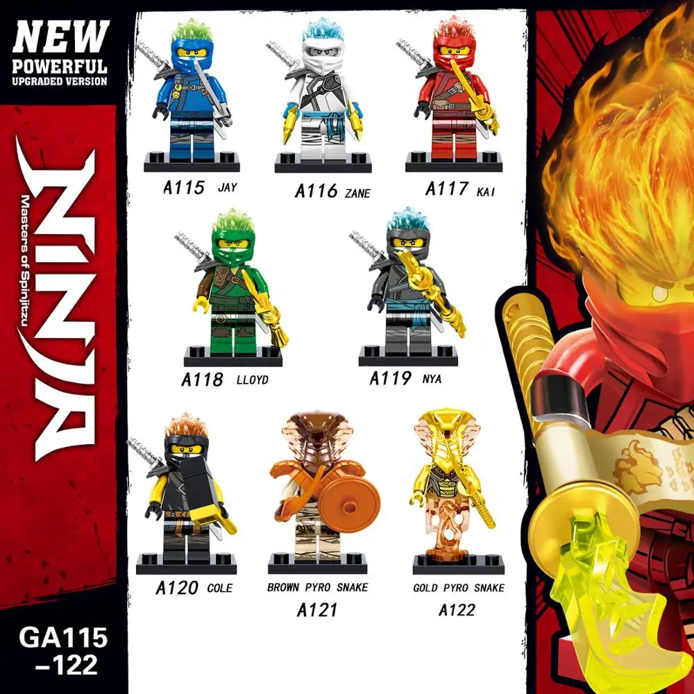 

For Ninja juguetes Brown pyro Snakes Garmadon Jay Kai Jack Jaguar Luke Killow figures Building Blocks Toys