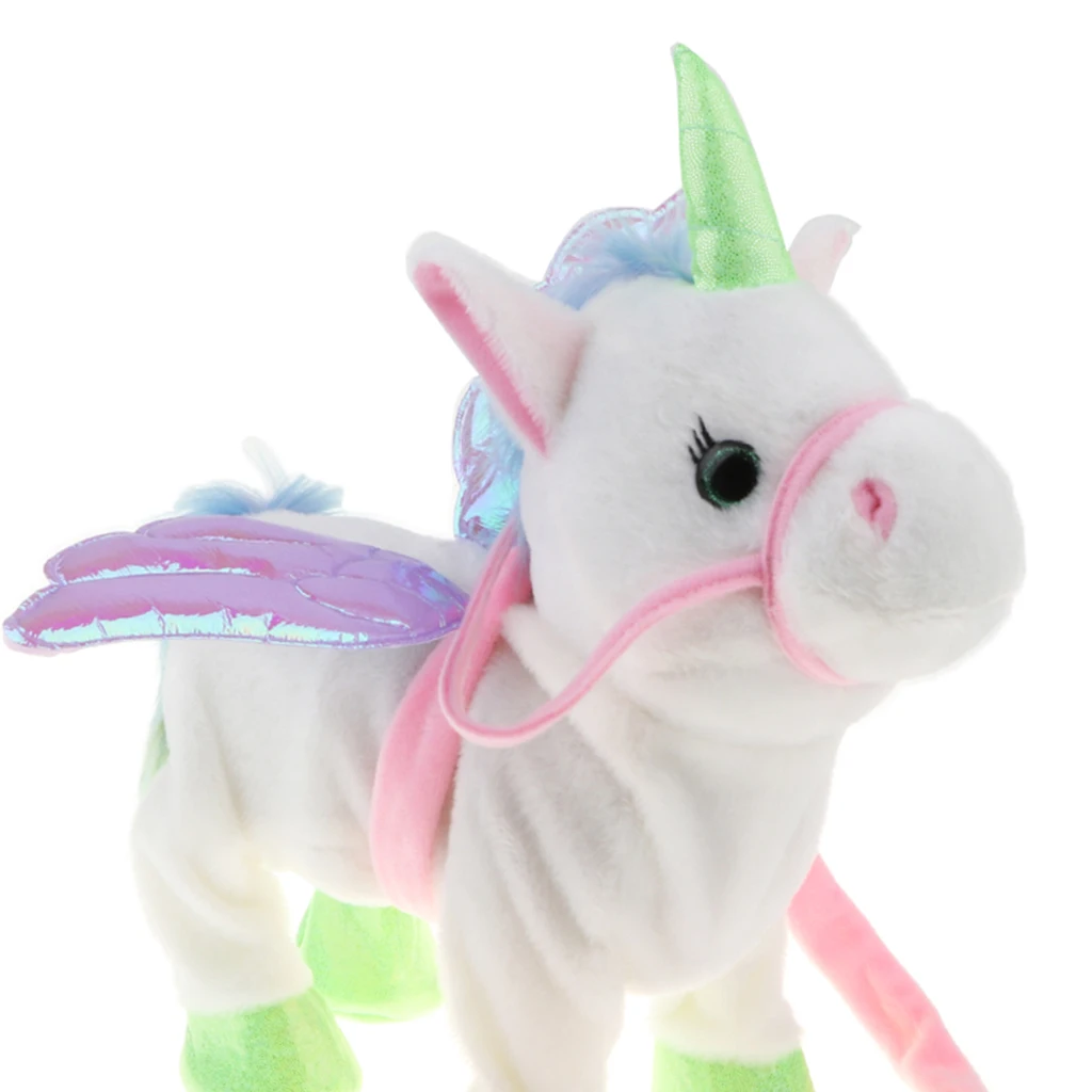 Electric Walking Singing Unicorn Musical Animal Toy Plush Stuffed Interactive Electronic Horse Robot Doll Boys Girl Gift - White