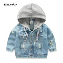 Benemaker/джинсовые куртки для мальчиков; осенний Тренч; детская одежда; От 3 до 8 лет верхняя одежда с капюшоном; ветровка для маленьких детей; джинсовые пальто; JH021